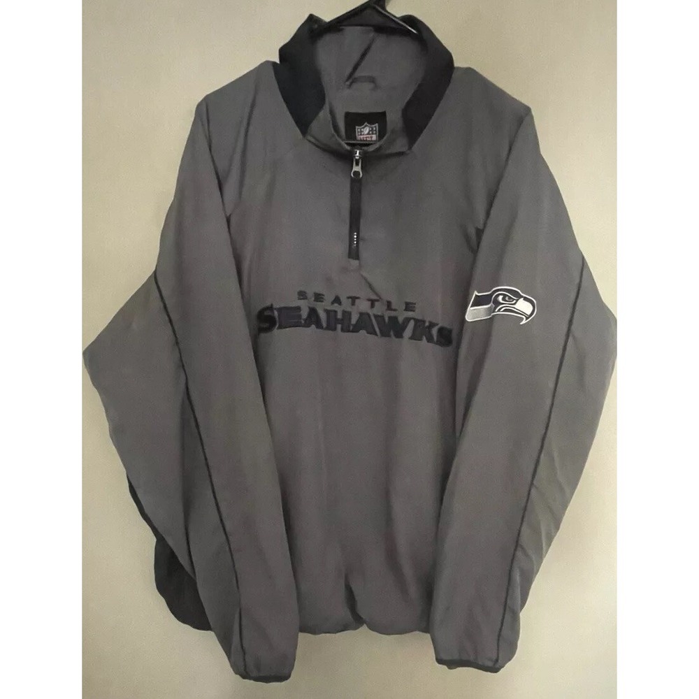 Vintage Windbreaker NFL Seattle Seahawks Mens 2XL Jacket  1/4 Zip J1442